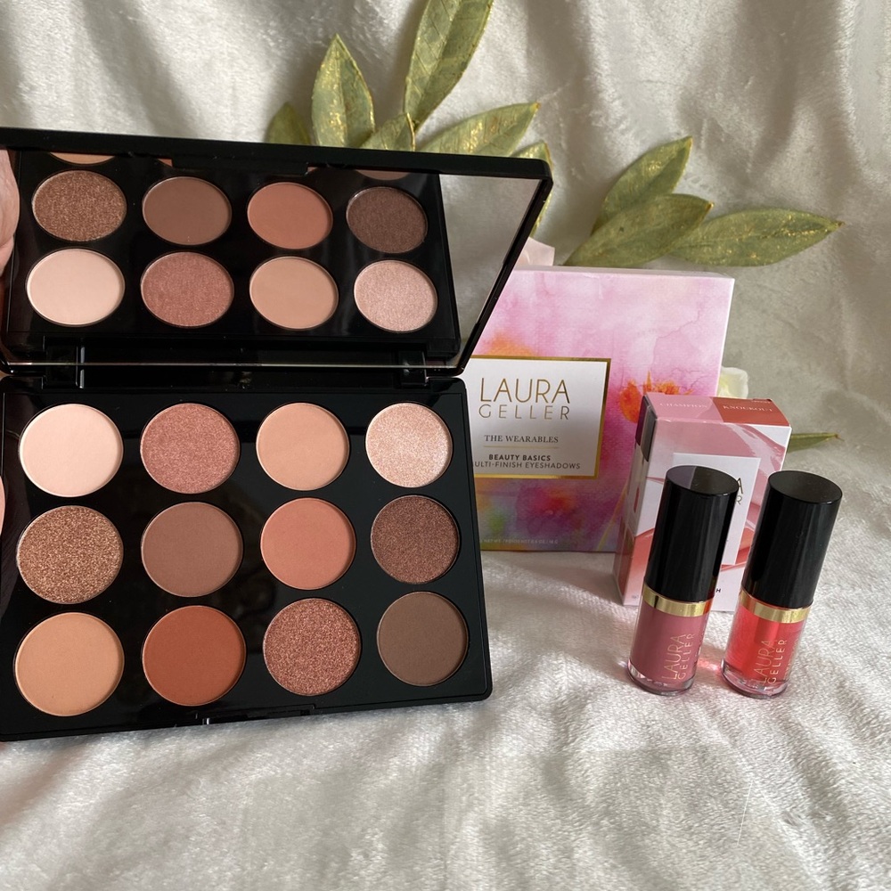 Laura Geller Eyeshadow Palette and MINI TINTED LIP OIL COLORS CHAMPION,KNOCKOUT - Picture 1 of 12